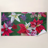 Serviette De Plage Amaryllis et Poinsettia Floral AI Art (Devant)