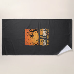 Serviette De Plage Amateur de chat d'Halloween Graphique de coucher d
