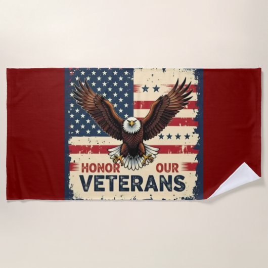 Serviette De Plage American Eagle Honor Out Veterans (Devant)
