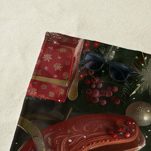 Serviette De Plage American Eskimo Chien Festif de Noël (En situation)