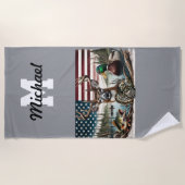 Serviette De Plage American Flag Chasse et pêche Thème (Devant)