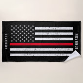 Serviette De Plage American Flag Mince Red Line Nom troublé (Devant)
