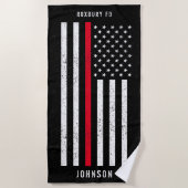 Serviette De Plage American Flag Mince Red Line Nom troublé (Devant)