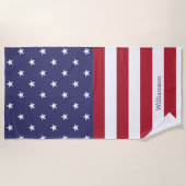 Serviette De Plage American Flag Patriotic Custom Name Motif (Devant)