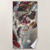 Serviette De Plage American Staffordshire Chien Festif de Noël (Devant)