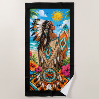 Serviette de plage amérindienne avec Summer Sky Wo