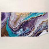 Serviette De Plage Améthyste et Turquoise Abstrait (Devant)