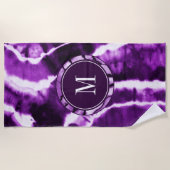 Serviette De Plage Améthyste royal violet teinture d'aquarelle Monogr (Devant)