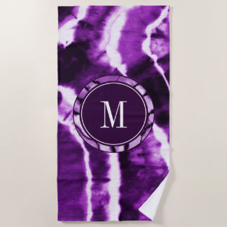 Serviette De Plage Améthyste royal violet teinture d'aquarelle Monogr