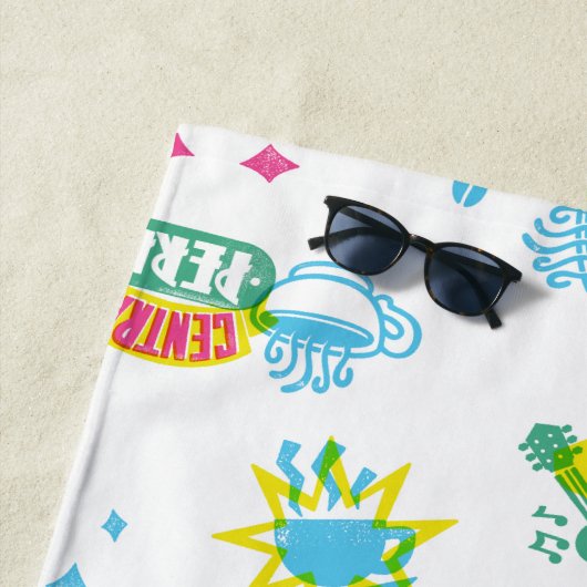 Serviette De Plage AMIS™ | Central Perk Neon Motif (En situation)