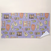 Serviette De Plage AMIS™ | Motif d'icône violet (Devant)