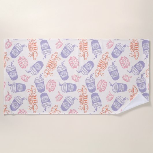 Serviette De Plage AMIS™ | Pastel Central Perk Motif (Devant)