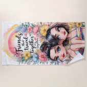 Serviette De Plage Amis Qui Voyagent Ensemble Restent Ensemble Person (Devant)