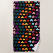 Serviette De Plage Amour avec arc-en-ciel de cœurs (Devant)