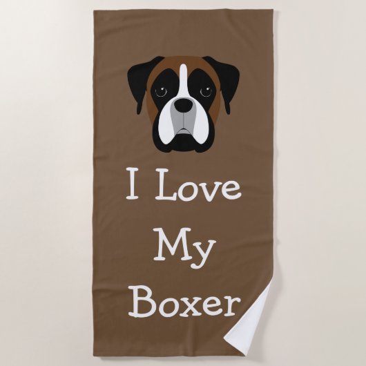 Serviette De Plage Amour de thème de chien de boxeur (Devant)
