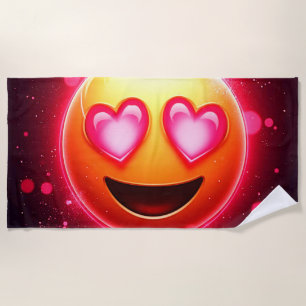 Serviette De Plage Amour Frappé Coeurs Emoji