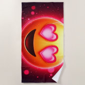 Serviette De Plage Amour Frappé Coeurs Emoji (Devant)