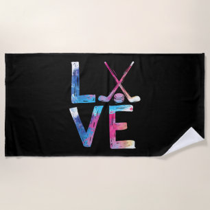 Serviette De Plage Amour Hockey sur Glace Filles Cadeaux de Hockey Fé