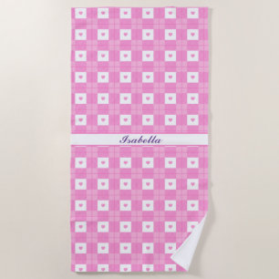 Serviette De Plage Amour moderne Plaid Pink Heart Collection