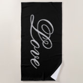 Serviette De Plage Amour noir gris sophistiqué (Devant)
