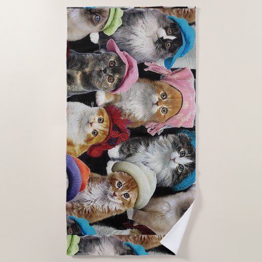 Serviette de plage Amoureux des chats (Devant)