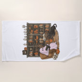 Serviette De Plage Amoureux des chats du livre de lecture Ghost Hallo (Devant)