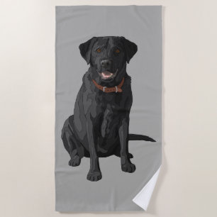 Serviette De Plage Amoureux des chiens de recherche de Black Labrador