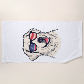 Serviette De Plage Amoureux des chiens USA - Chiot cool avec des lune