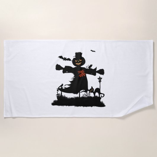 Serviette De Plage Amusant design d'halloween avec épouvantail (Devant)