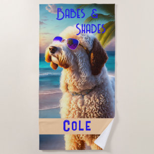 Serviette De Plage Amusant Moderne tendance Cute Goldendoodle Chien T