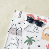 Serviette De Plage Amusant Pastel Dinosaur Motif de scène (En situation)