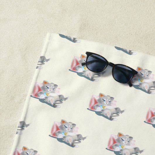 Serviette de plage amusante avec des chatons (En situation)