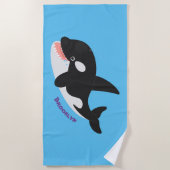 Serviette De Plage Amusante baleine orque mignonne dessin animé (Devant)
