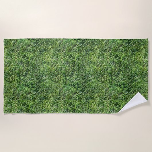Serviette De Plage Amusante herbe verte vraie texture photo motif pla (Devant)