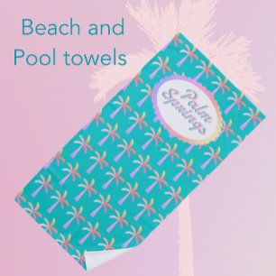 Serviette De Plage Amusants Palm Springs Tropical Turquoise Palm Tree