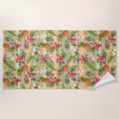 Serviette De Plage Amusants Tropical Ananas Fruit Flore (Devant)