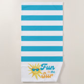 Serviette De Plage ☀️ Amusement au Soleil Rayure Turquoise Tropicale (Devant)