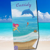 Serviette De Plage Amusement dans le soleil Mermaid Dolphin Beach Per