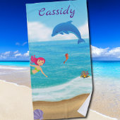 Serviette De Plage Amusement dans le soleil Mermaid Dolphin Beach Per