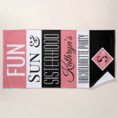 Serviette De Plage Amusement, Soleil et Fraternité Personnalisés (Devant)