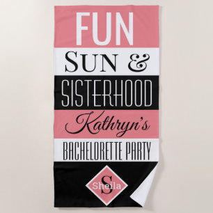 Serviette De Plage Amusement, Soleil et Sororité Personnalisés