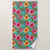 Serviette De Plage Ananas à fleurs tropicales (Devant)