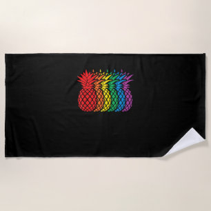 Serviette De Plage Ananas arc-en-ciel Aloha Mois Gay pride hawaïen