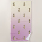 Serviette De Plage Ananas doré exotique tropical (Devant)