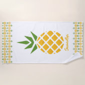 Serviette De Plage Ananas doré personnalisé (Devant)
