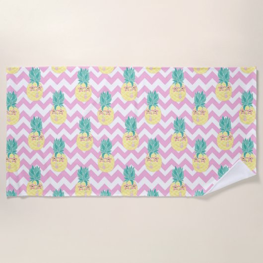 Serviette De Plage Ananas et Chevron (Devant)