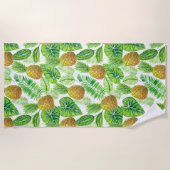 Serviette De Plage Ananas et feuilles tropicaux (Devant)