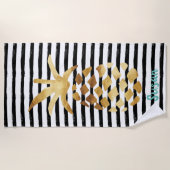 Serviette De Plage Ananas et pinces - Customisez avec votre nom (Devant)