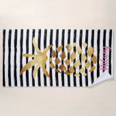 Serviette De Plage Ananas et pinces - Customisez avec votre nom (Devant)