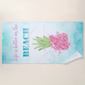 Serviette De Plage Ananas rose cool aquarelle   (Devant)